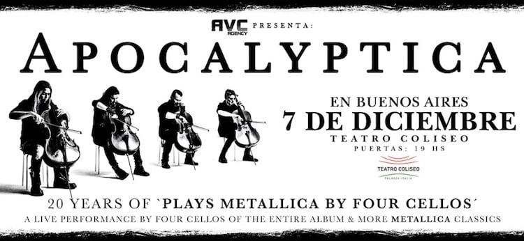 Apocalyptica en Argentina 2017: Precios y entradas en venta