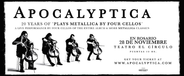 Apocalyptica en Rosario 2017: Precios y entradas en venta