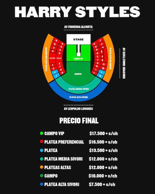 Precios de las entradas para Harry Styles en Argentina en 2022 (River)