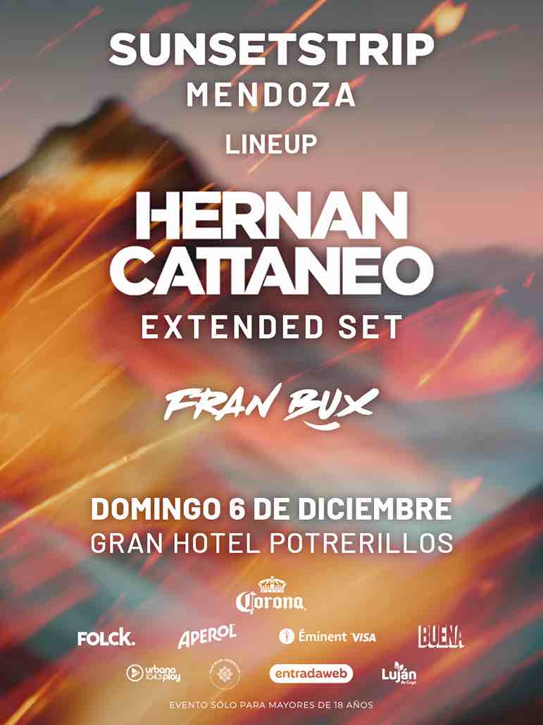 Hernán Cattaneo en Mendoza 2026: extended set en Sunsetstrip, domingo 6 de diciembre
