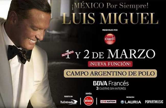 Comprar entradas para Luis Miguel en Argentina 2019: Precios y ubicaciones