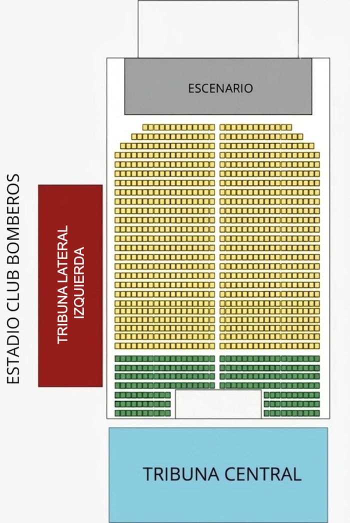 Plano del Estadio Club Bomberos para Abel Pintos en Bariloche 2026