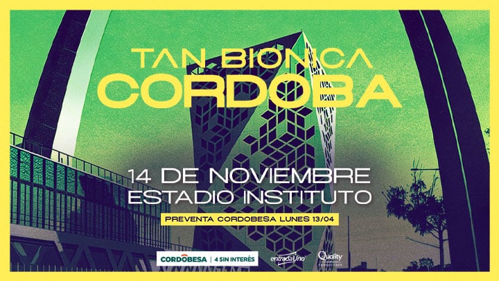 Tan Biónica en Córdoba 2026: Estadio de Instituto